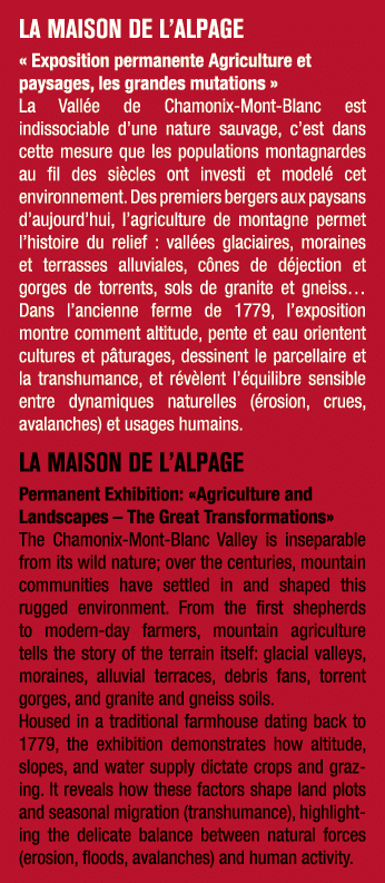La Maison de l’alpage « Exposition permanente Agriculture et paysages, les grandes mutations » La Vall e de Chamonix ...