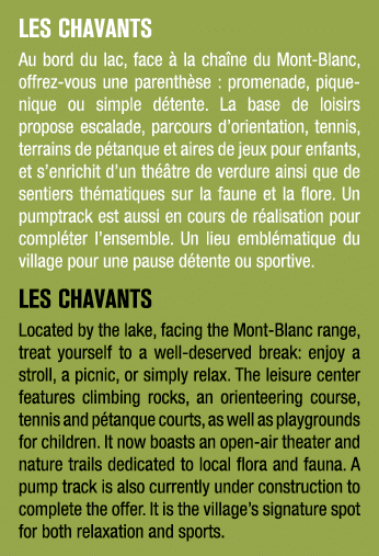 LES CHAVANTS Au bord du lac, face  la cha ne du Mont Blanc, offrez vous une parenth se : promenade, pique nique ou s...