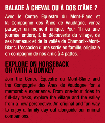 BALADE  CHEVAL OU   DOS D’ NE ? Avec le Centre  questre du Mont Blanc et la Compagnie des  nes de Vaudagne, venez pa...