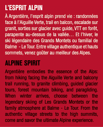 L’ESPRIT ALPIN  Argenti re, l’esprit alpin prend vie : randonn es face   l’Aiguille Verte, trail en balcon, escalade...