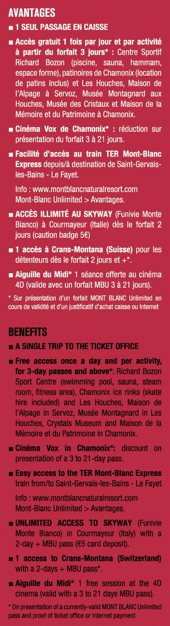 AVANTAGES ■ 1 SEUL PASSAGE EN CAISSE ■ Acc s gratuit 1 fois par jour et par activit   partir du forfait 3 jours* : C...