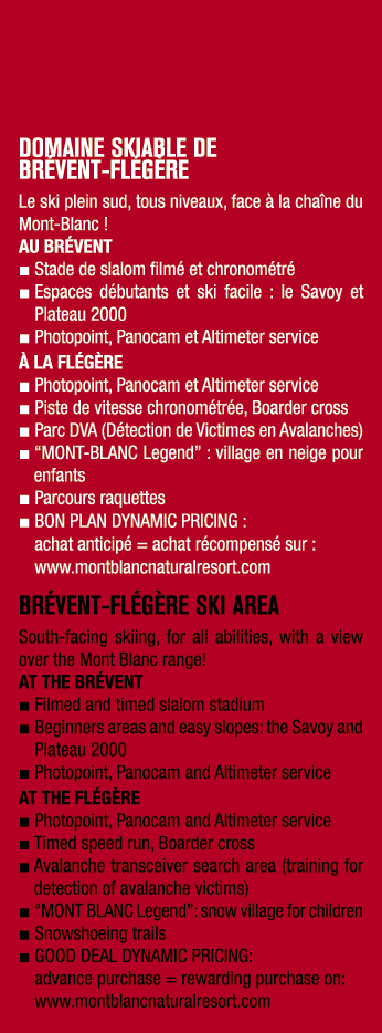 DOMAINE SKIABLE DE BR VENT FL G RE Le ski plein sud, tous niveaux, face  la cha ne du Mont Blanc ! AU BR VENT ■ Stad...