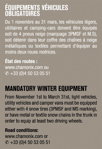  QUIPEMENTS V HICULES OBLIGATOIRES Du 1 novembre au 31 mars, les v hicules l gers, utilitaires et camping cars doiven...