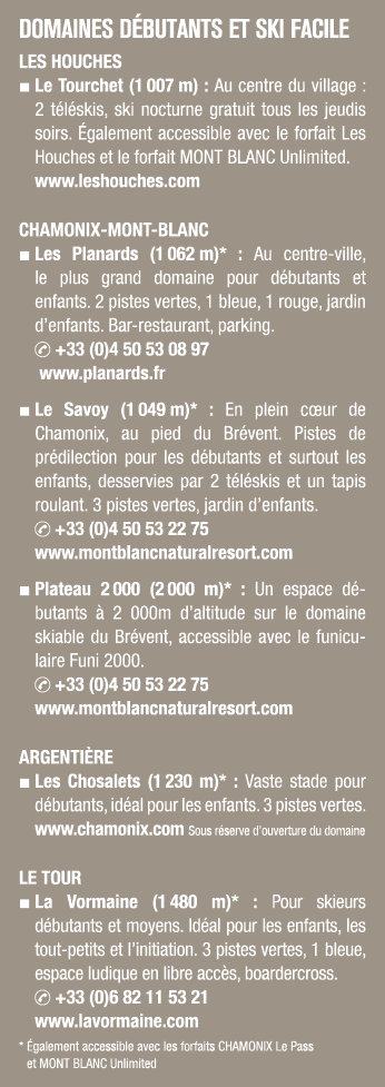 DOMAINES D BUTANTS ET SKI FACILE LES HOUCHES ■ Le Tourchet (1 007 m) : Au centre du village : 2 t l skis, ski nocturn...