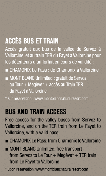 ACC S BUS ET TRAIN Acc s gratuit aux bus de la vall e de Servoz  Vallorcine, et au train TER du Fayet   Vallorcine p...
