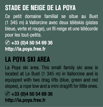 Stade de neige de la Poya Ce petit domaine familial se situe au Buet (1 345 m)  Vallorcine avec deux t l skis (piste...