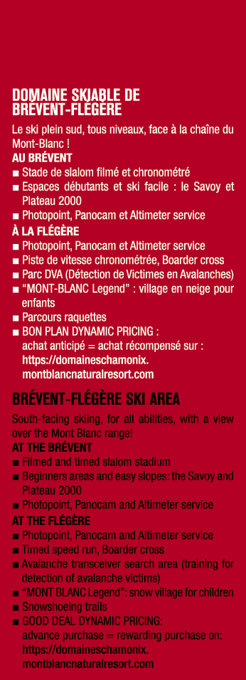 DOMAINE SKIABLE DE BR VENT FL G RE Le ski plein sud, tous niveaux, face  la cha ne du Mont Blanc ! AU BR VENT ■ Stad...