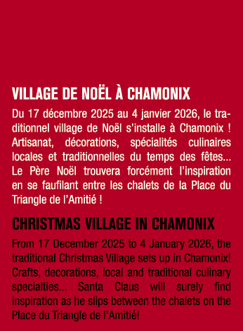 VILLAGE DE NO L  CHAMONIX Du 17 d cembre 2025 au 4 janvier 2026, le traditionnel village de No l s’installe   Chamon...